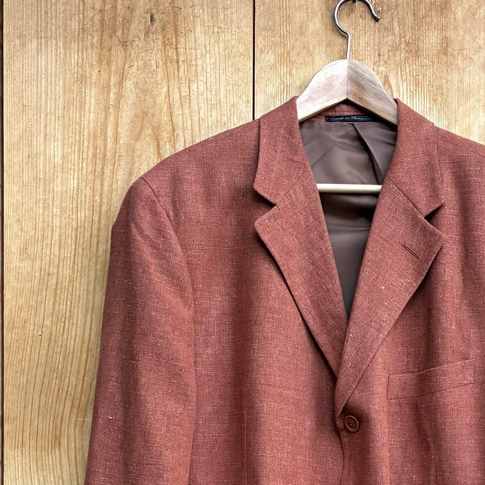 Ermenegildo Zegna Terracotta Linen Silk Sport Coat Blazer Sz 44R - Picture 3 of 11